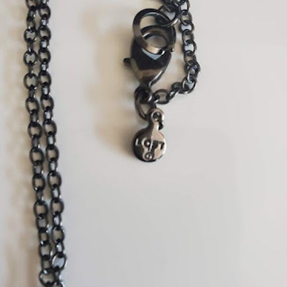 Loft Long Tassel Necklace Black Chain with Rhinestone Accents - Picture 7 of 7